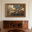 Art mural en toile noyer doré encadré pour le salon, la chambre à coucher, le bureau ou le vestibule - décoration murale décorative avec terrain abstrait-129301670-129301679