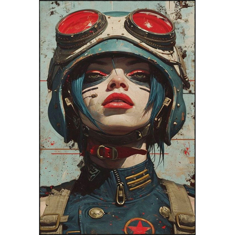 Tapis décoratif lavable à la machine Pilot Girl, Sous-tapis rectangulaire de 3 pi 3 po x 4 pi 11 po
