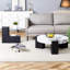 Ensemble de 2 tables basses avec pieds robustes et plateau en verre
