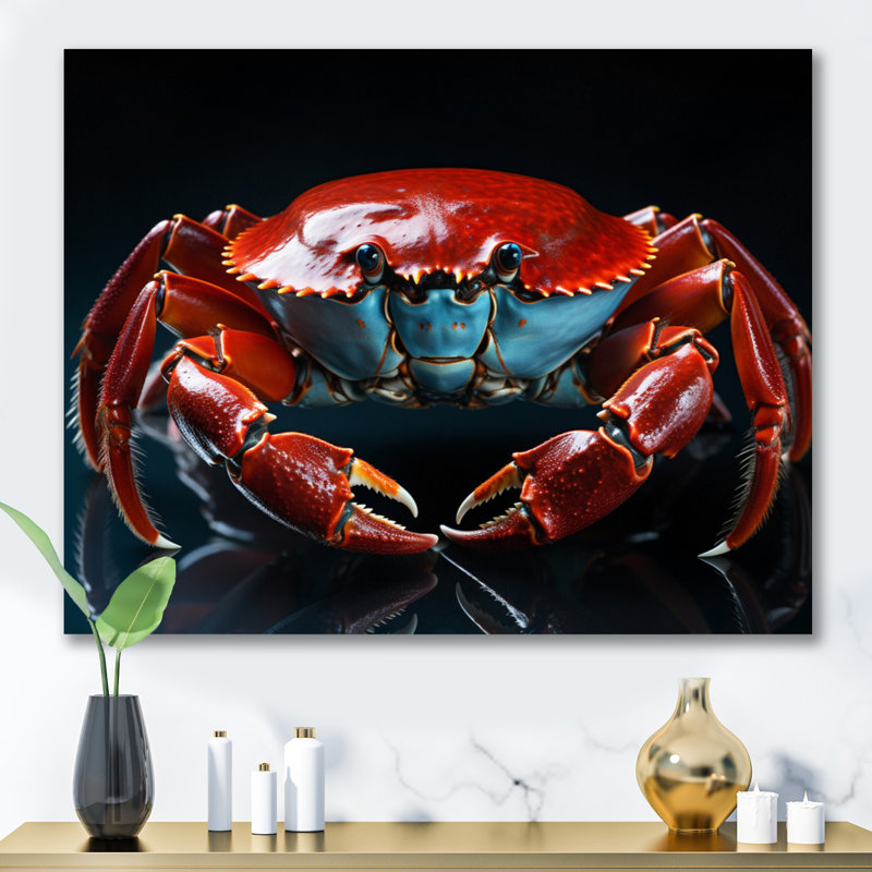 Portrait de crabe - salon d'art mural animaux, Toile tendue, 24" H x 32" W