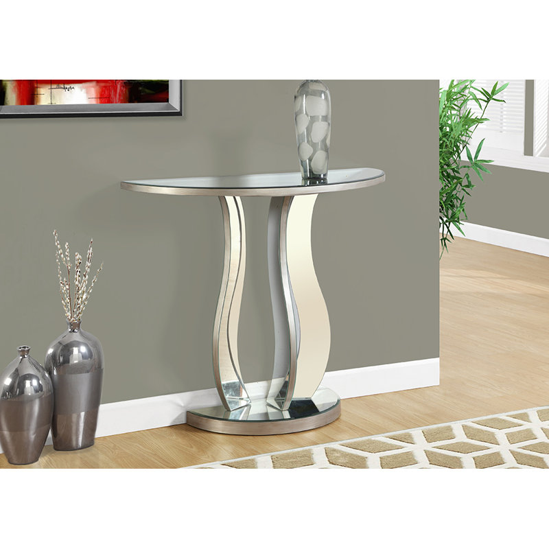 Miramontes 36'' Glass Top Console Table, Nickel