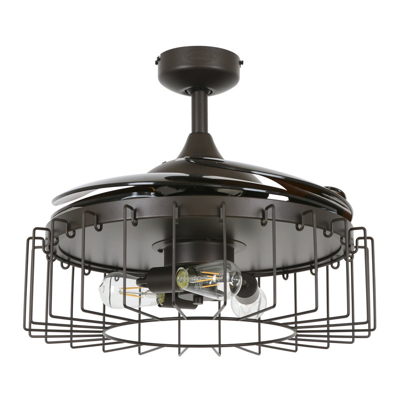 Ventilateur de plafond à pales rétractables 48 po avec lumière et télécommande Sheridan, Bronze huilé