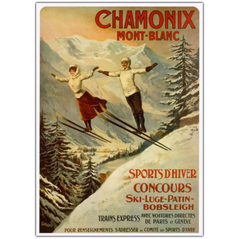 Chamonix Mont Blanc Vintage Ski Advertisement Canvas Art