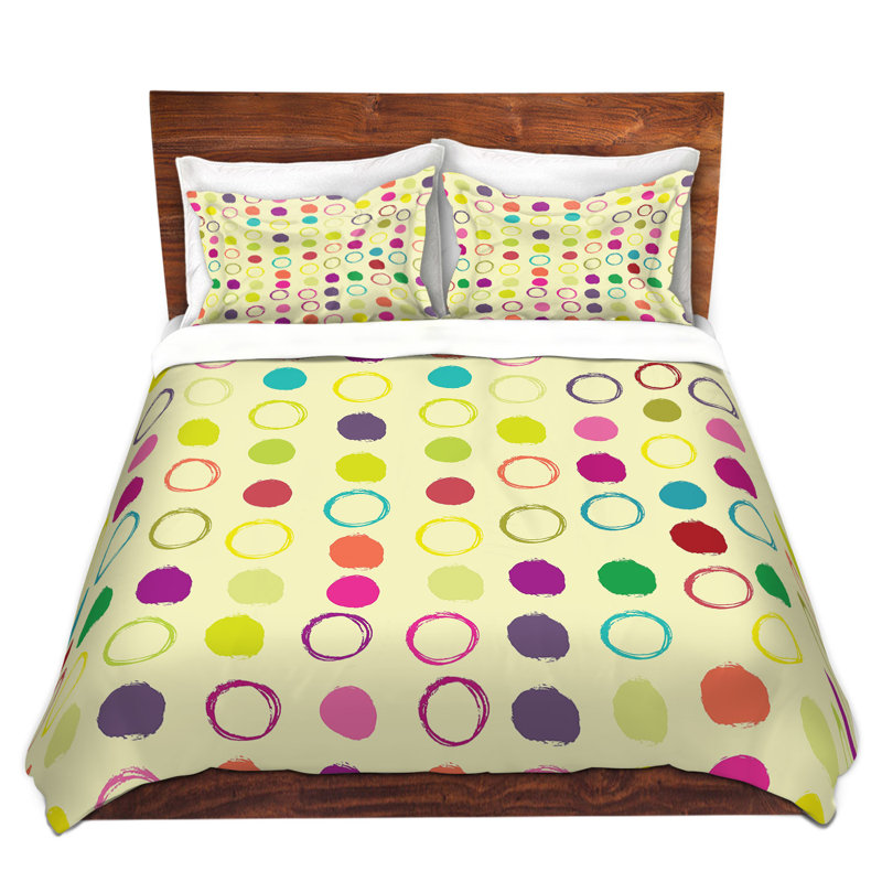 Ensemble de housse de couette circle blunder i, 1 housse simple + 1 taie standard, Pêche / rose / jaune