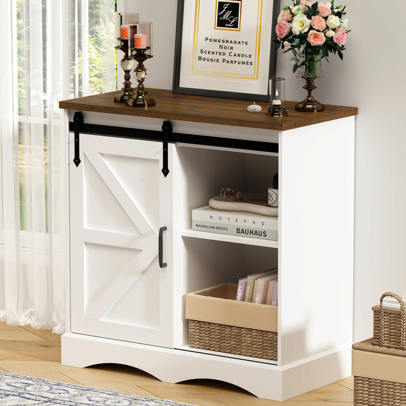 Buffet en bois manufacturé de 31,5 po de largeur Mekhiah, Blanc