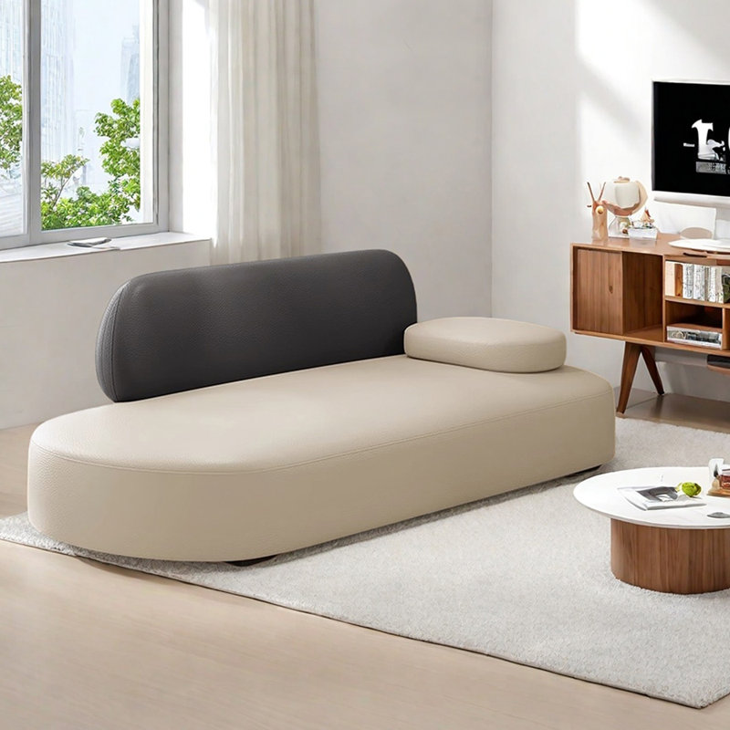 Méridienne légère et luxueuse, Orienté à droite, Gris/beige