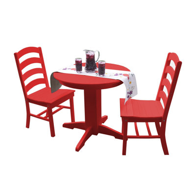  Ensemble de salle à manger d'extérieur en poly 3 pièces avec table ronde Josie