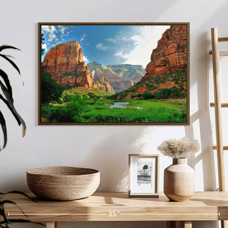 Canyons du parc national de Zion, 25 po x 17 po, Cadre flottant noyer