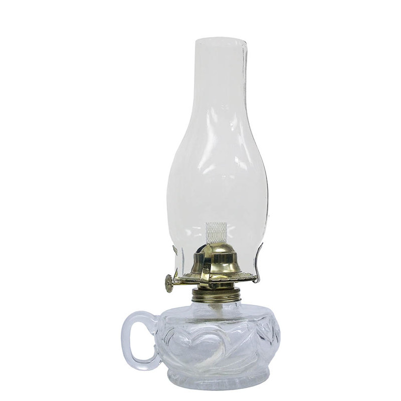 Lite Hearted Clear Glass Hurricane Oil Lamp