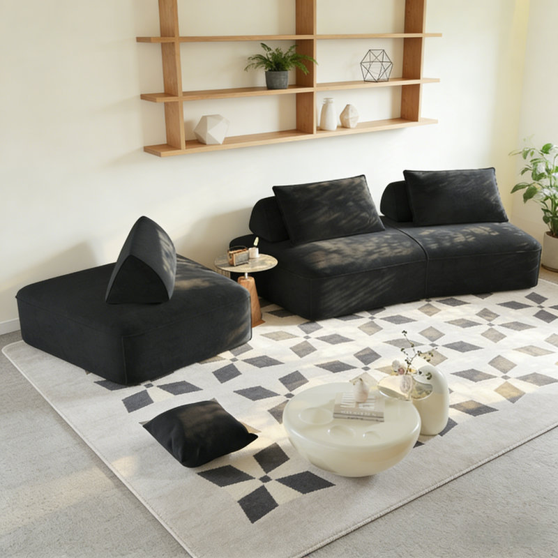 Boneless Modern Oversized Modular Sectional Sofa Set, Black