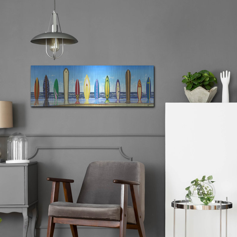 Art mural en métal Rosecliff Heights «Board Stiff» par Scott Westmoreland, H 12 po x l 36 po