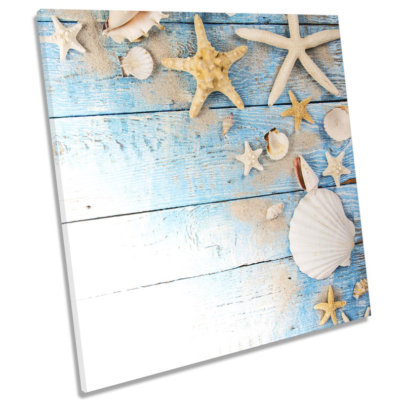 Z0636 Shabby Elegance Seaside Bathroom - Wrapped Canvas Print, 91.4cm H x 91.4cm W x 4cm D