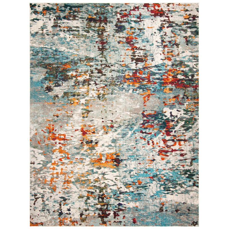 Gammage Abstract Indoor Rug, Rectangle 8' x 10', Gray/Blue