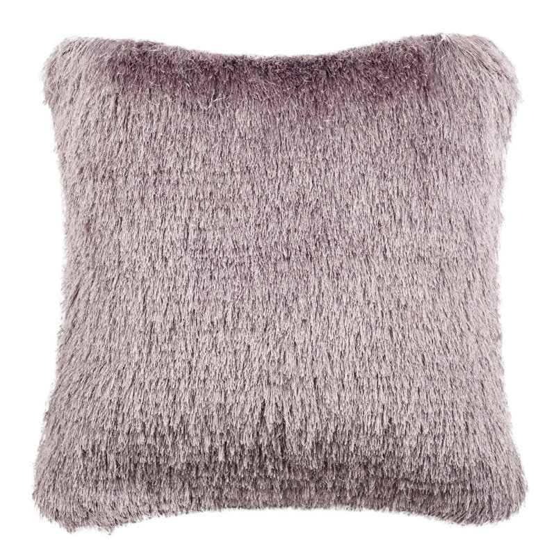 Lilac Shaggy Square Decorative Throw Pillow