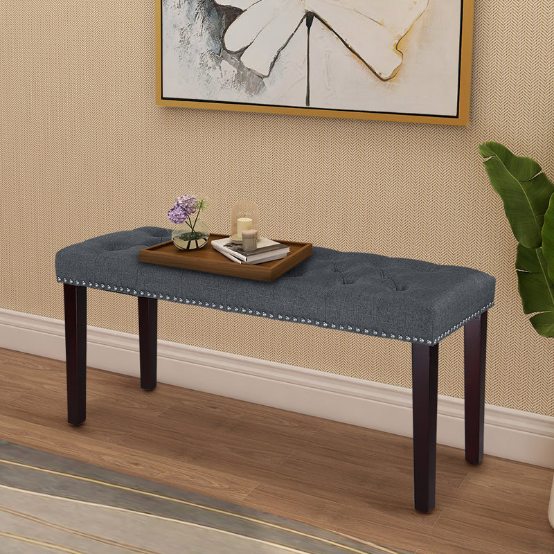 Banc rembourré de 38 po, gris