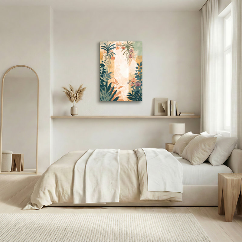 «Gallery Wrap», art mural sur toile pour le salon, la chambre à coucher, le bureau ou le vestibule - décoration murale décorative avec flore tropicale
