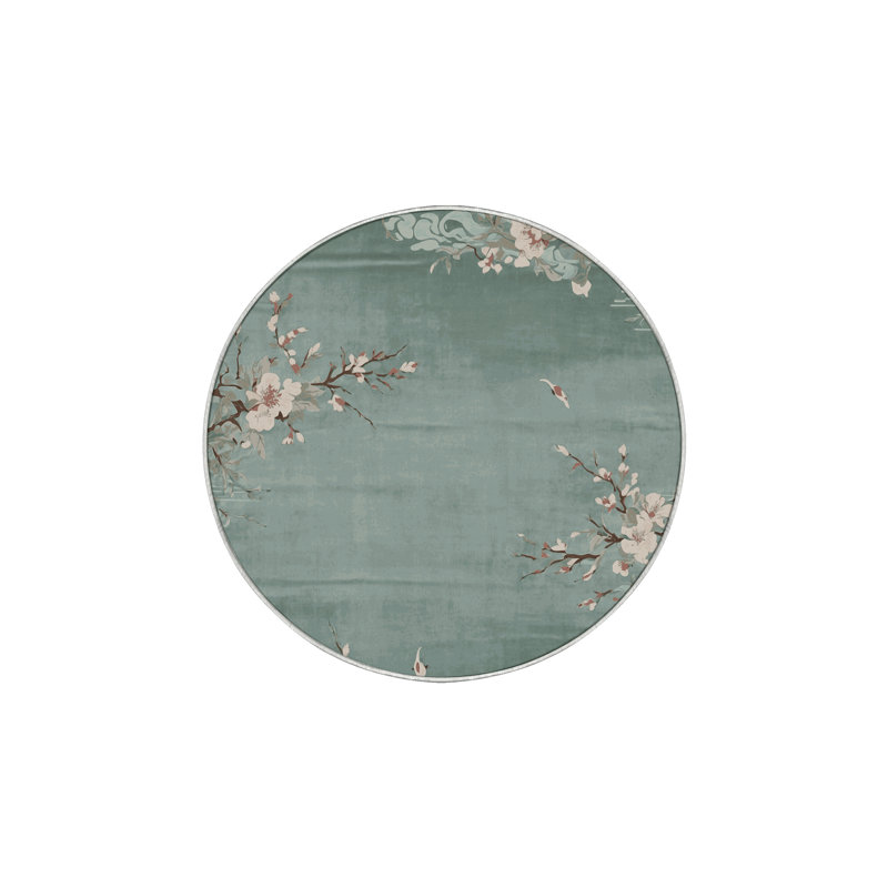 Machine Washable Green Area Rug, Round 5'