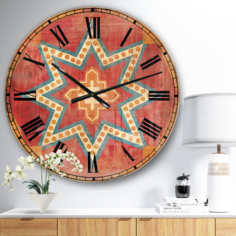 Carreaux marocains orange, collage I - horloge murale bohémienne, Petit