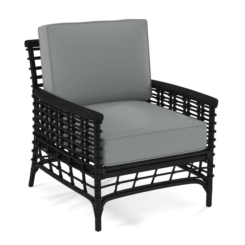 Bridgehampton Armchair, Black, Light Blue Performance Fabric; 0851-55