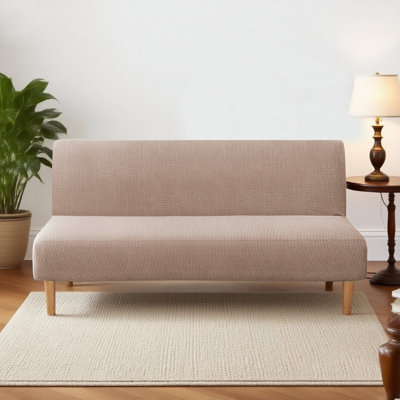 Housse de protection pour canapé-lit extensible sans accoudoirs Housse de protection pour canapé-lit en élasthanne avec tissu en jacquard texturé riche et riche