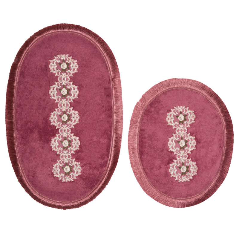 Ensemble de tapis de bain doux et absorbant (2 pièces), fuchsia, 21,7 po x 25,6 po et 25,6 po x 45,3 po | 100% polyester, hauteur des poils de 0,6 po | Dessous antidérapant, antibactérien, lavable à la machine | Parfait pour le confort et le style de la salle de bain