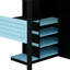 Lit mezzanine fonctionnel avec bureau d'étude, rangement à plusieurs niveaux, connectivité USB et lumières RVB personnalisables-488664329