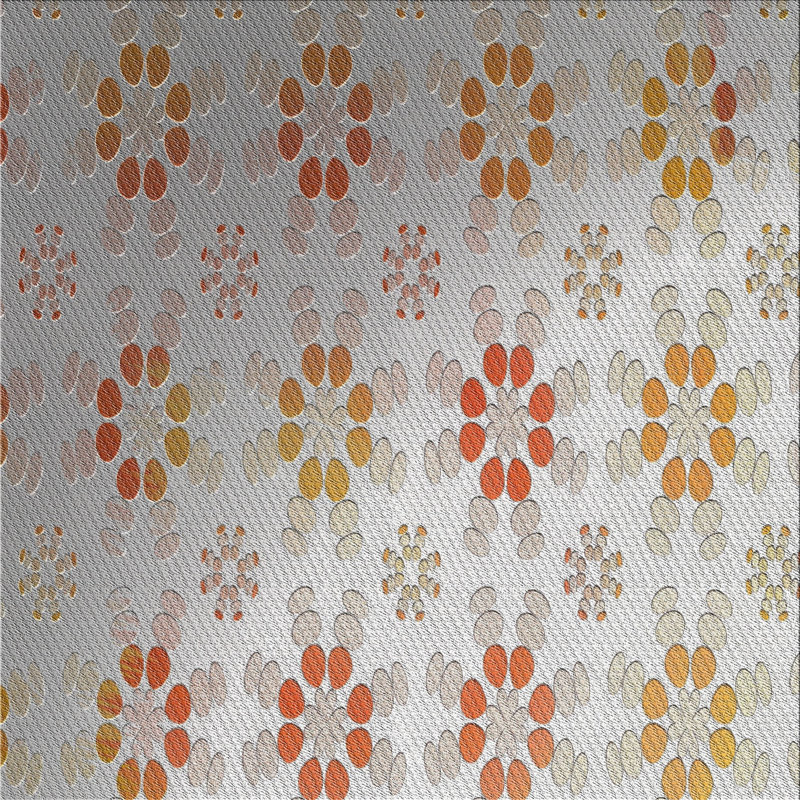 Tapis orange à motif/jaune/gris Zussen, Carré 4 pi