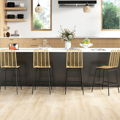 4pcs 26" Counter Height Bar Stools, Kitchen Island Chairs, Yellow Breathable Seat & Back, Steel Frame With Footrest Stools 4, And Back For Airy Enjoyment Area, Robust Foot Pad