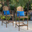 Tabourets de bar d'extérieur en bois d'acacia Adirondack, ensemble de 2, teint naturel