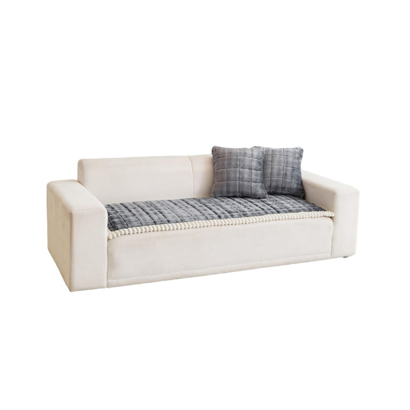 Box Cushion Sofa Slipcover, Grey