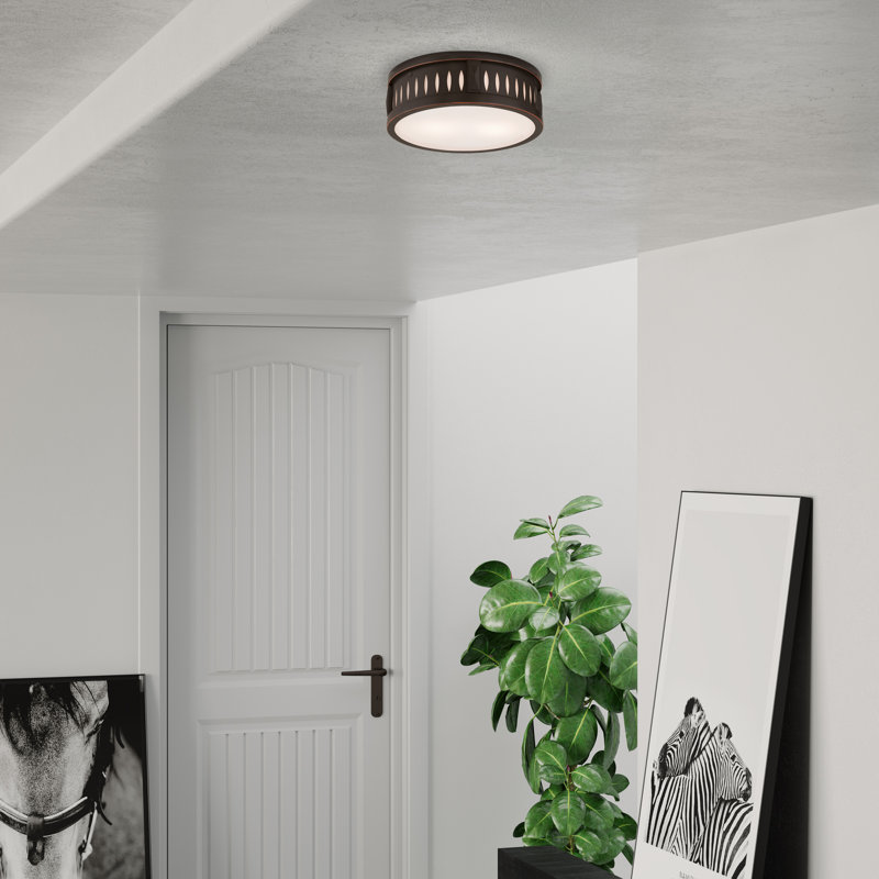 Plafonnier encastré en cristal 2 lumières Baudilio, Bronze vieilli