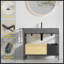 Meuble-lavabo modulaire de 36 po de style industriel avec structure en métal et lavabo en pierre artificielle facile à nettoyer, sans drainage ni robinet, KD