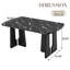 Table de salle à manger moderne 63 pouces en faux marbre, plateau noir et blanc avec pieds géométriques, base noire | Idée de cadeau