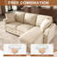 Chenille L-Shaped Corner Sofa with Storage Chaise & Sleeper Function, Modern 3-Seater Couch with 2 Cushions-1783660043