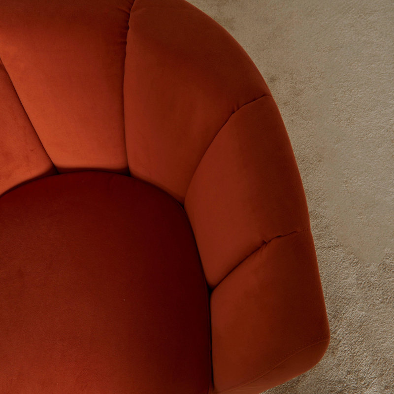 Sligo Upholstered Barrel Chair, Clay, Dark Oak