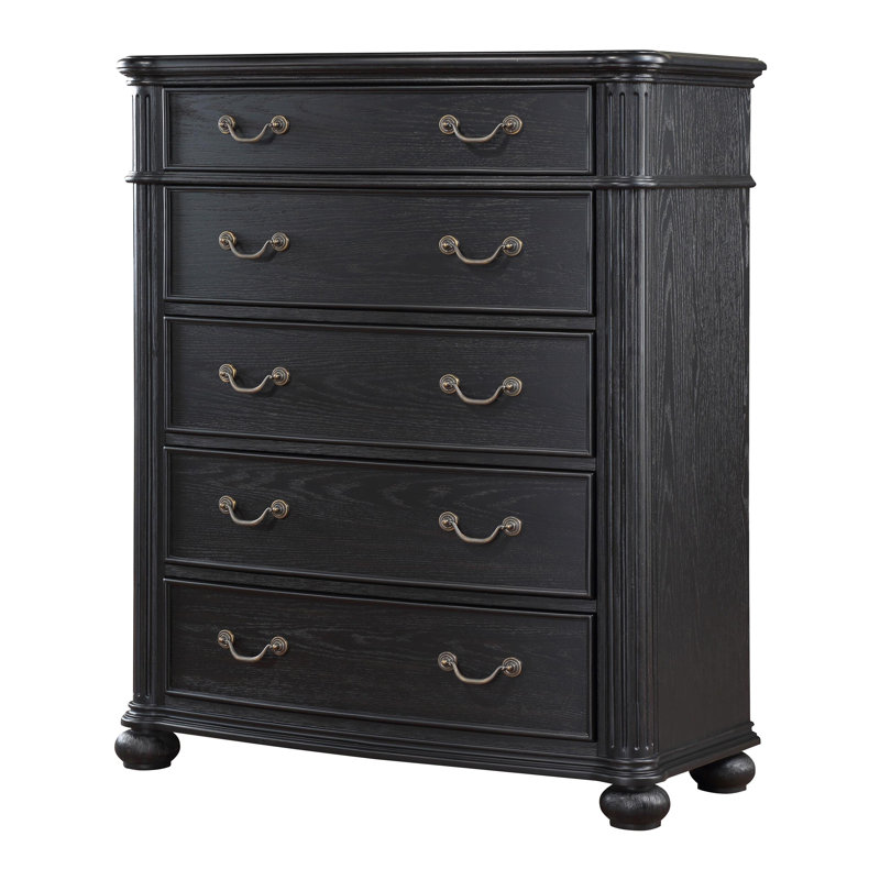 Commode de chambre à 5 tiroirs noire