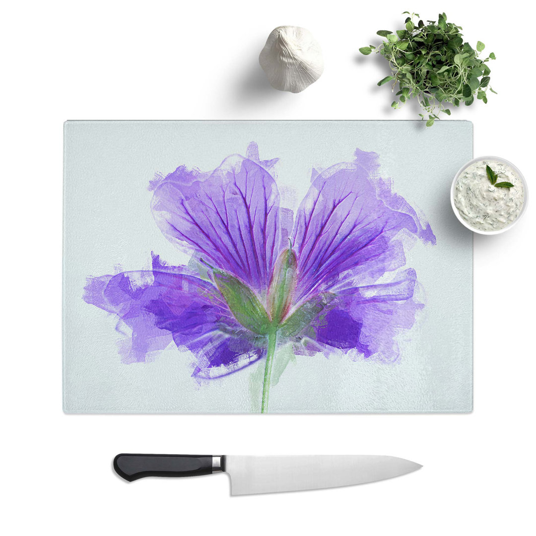 Tempered Glass Geranium Flower Chopping Board