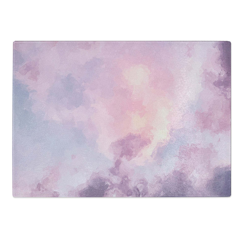 Tempered Glass Cloud Mist Chopping Board, 39 cm W x 28.5 cm L