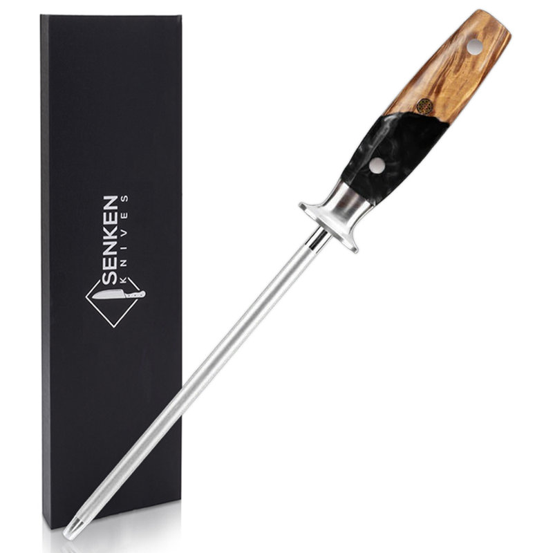 Aiguiseur à couteaux professionnel avec poignée en mélange de bois de résine noire - Collection Black Tsunami - Aiguiseur universel - Couteaux Senken
