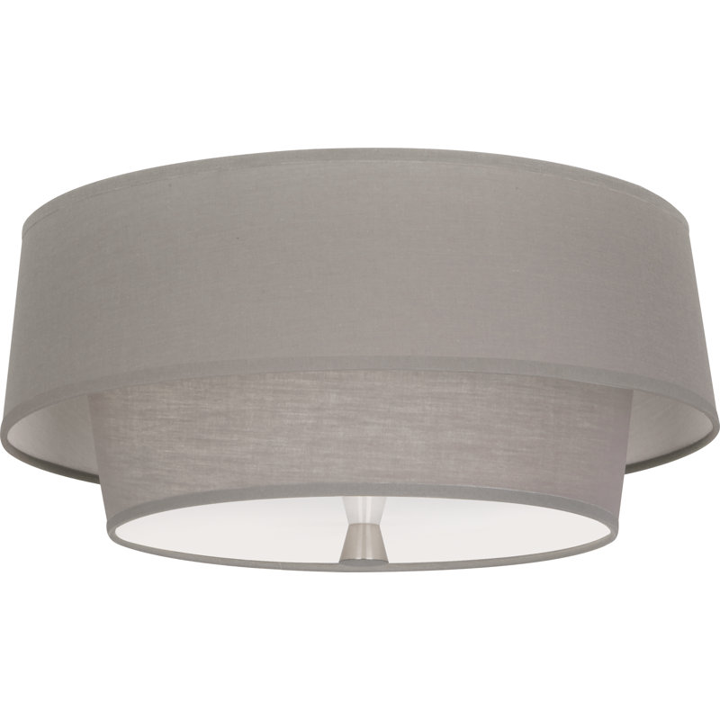Decker Flush Mount, Polished Nickel, Pearl Gray
