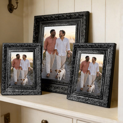 Cadre 3 photos noir poli pour photos et cadeaux de mariage 5 "x 7"