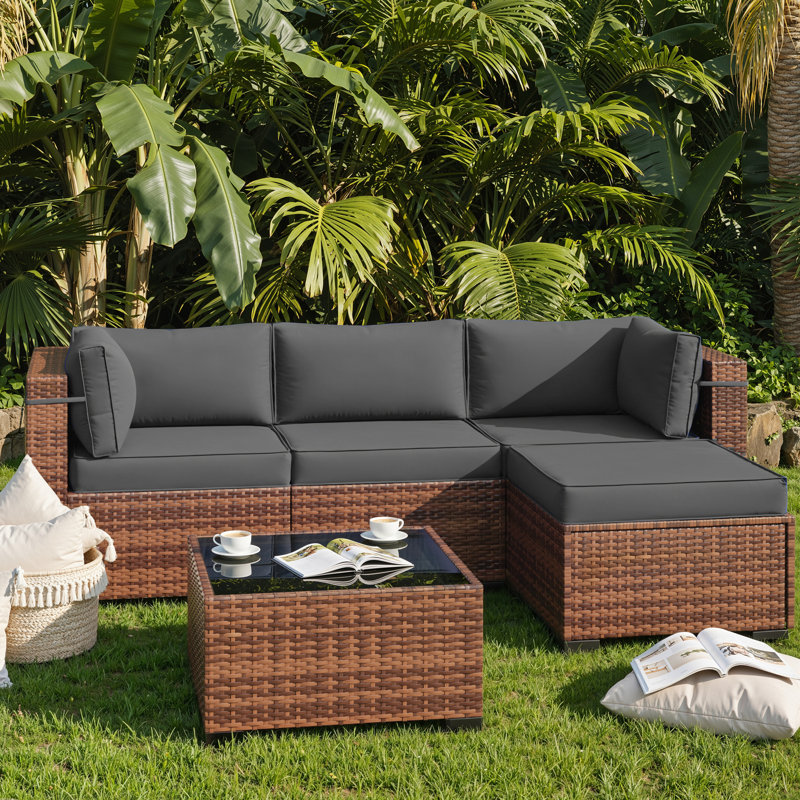 Ensemble de coussins de remplacement pour l'extérieur - Comprend 3 coussins de siège, 3 coussins de dossier, 2 coussins de dossier courts et 1 coussin de repose-pieds.