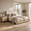 Ensemble de chambre à coucher grand lit, plateforme, beige, 2 pièces-137366512