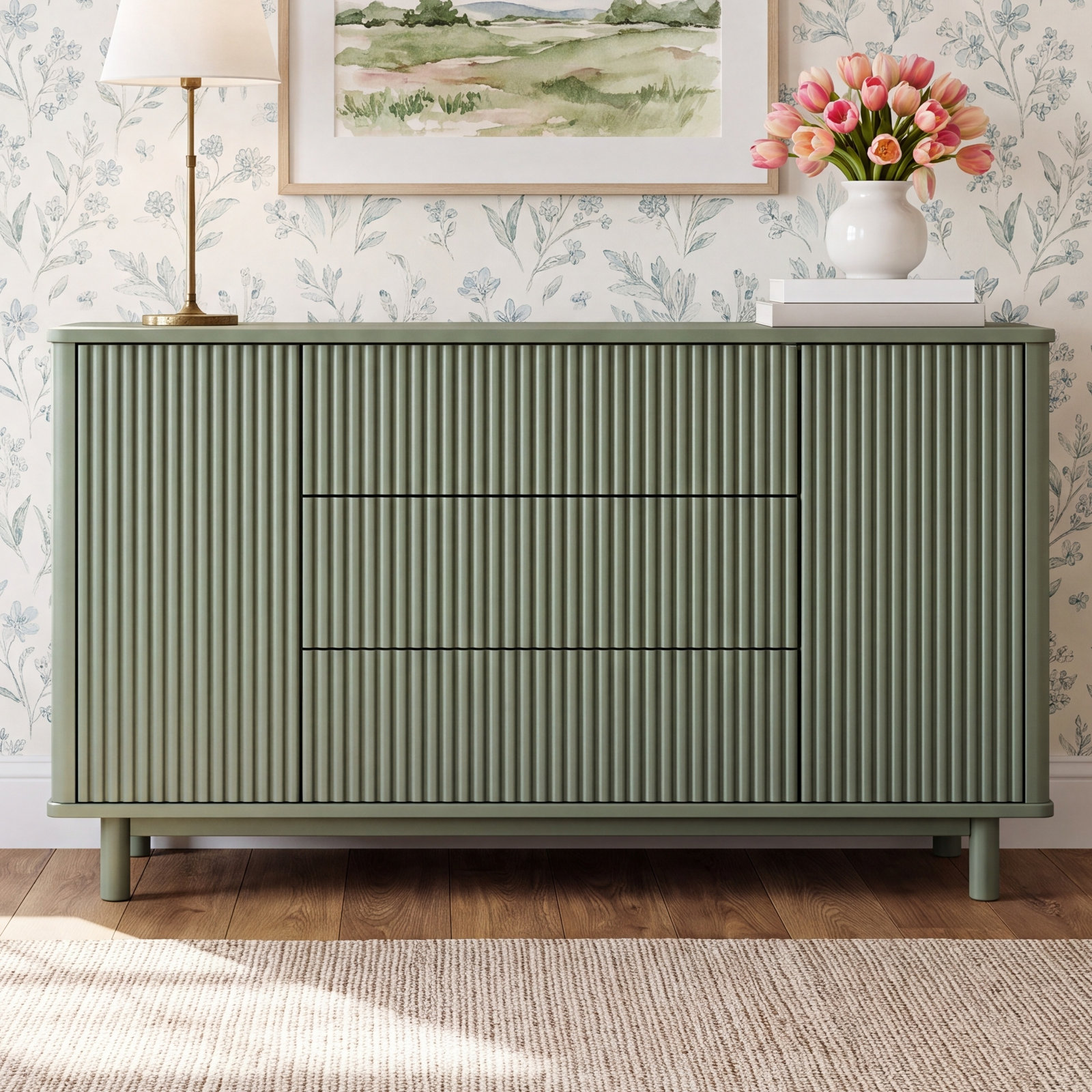Pogo Tambour Dresser, Olive