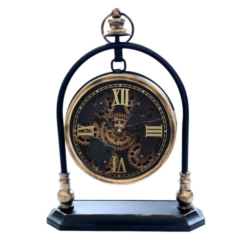 Modern & Contemporary Roman Numeral Metal Quartz Movement / Crystal Tabletop Clock Matte Black