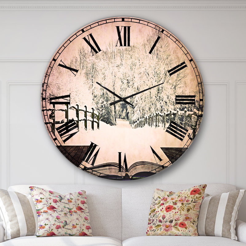 Horloge murale paysage surdimensionnée Winter Wonderland, Surdimensionné