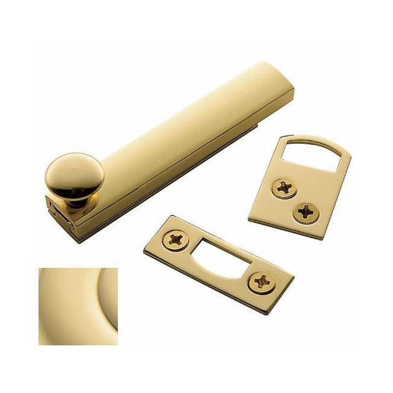 Surface Bolt, 3.3"H x 3.35 W x 1"D, Unlacquered Brass