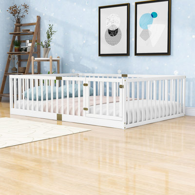Wood Floor Bed with High Fence Railings