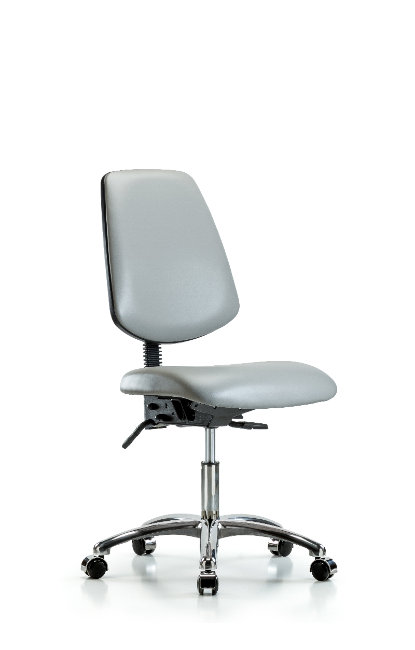 Chaise de travail en vinyle Rebecca, Colombe, Patins, Inclus