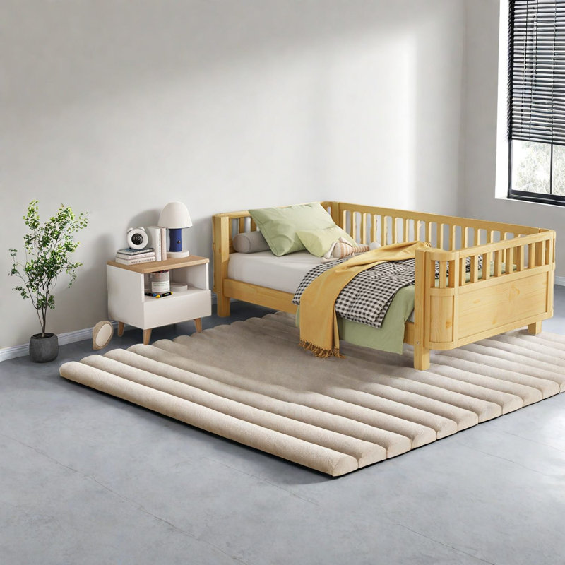 Lits sûrs à profil bas, structure simple en bois de pin, lit de jour pour chambre d'enfant moderne